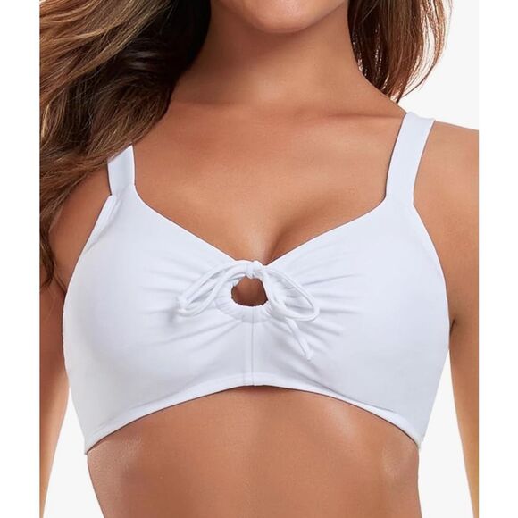 Ocean Blues Retro Cutout Bikini Tops for Lace Up Back Padded Swimsuit Top - L - Picture 1 of 7